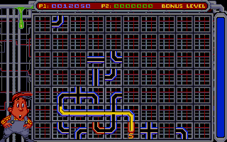 In the bonus level pipes fall from the top, and it' s much harder to arrange them properly...