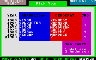 Large screenshot of President Elect - 1988 Edition