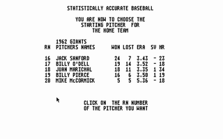 Screenshot of Statistically Accurate Baseball