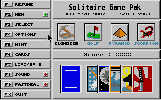 Large screenshot of Solitaire Game Pak