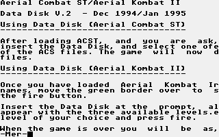 Thumbnail of other screenshot of Aerial Combat ST/Aerial Kombat II - Data Disk