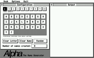 Large screenshot of Alpha:The Name Generator