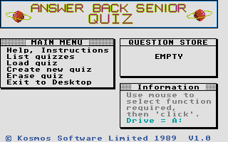 Large screenshot of Answer Back Senior Quiz