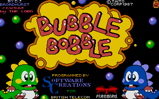 The classic Bubble Bobble game. Jon's favorite ST game.