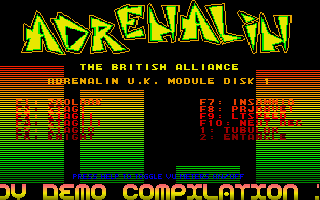 Adrenalin UK Module Disk 1 - The main work was done by Mac Error of Adrenalin UK, but soundtrack routines were created by MSD of POV