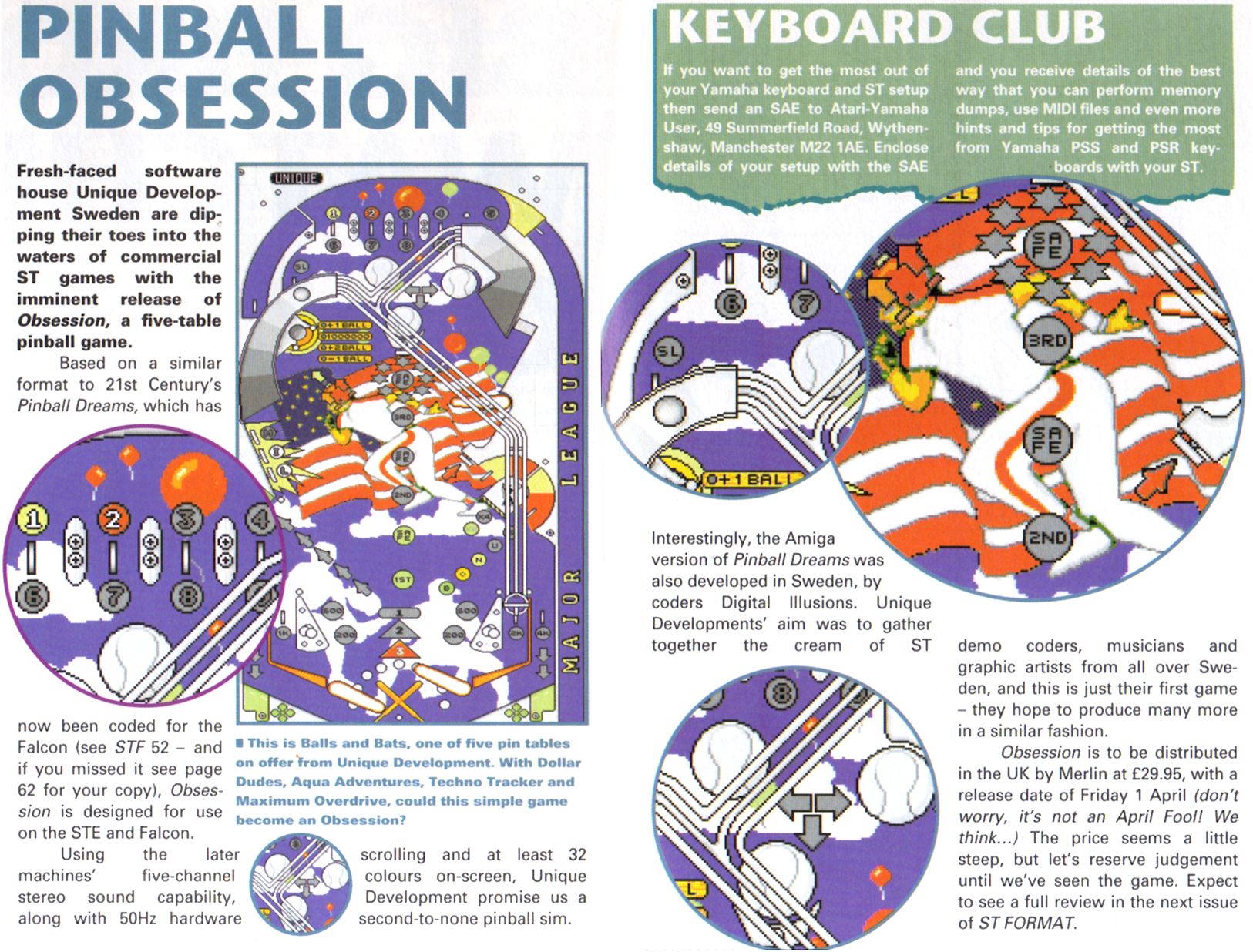 This is an early version of Obsession. The original idea was to make a simple shareware pinball game for the STE, on the level of 'Smash Hit Tennis'