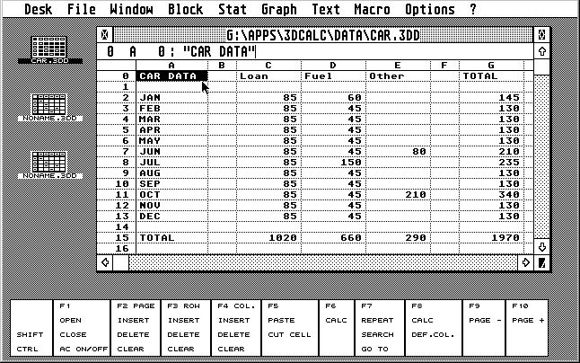 The 3D-Calc program was added to ATARI BENELUX's official Business Pack. 