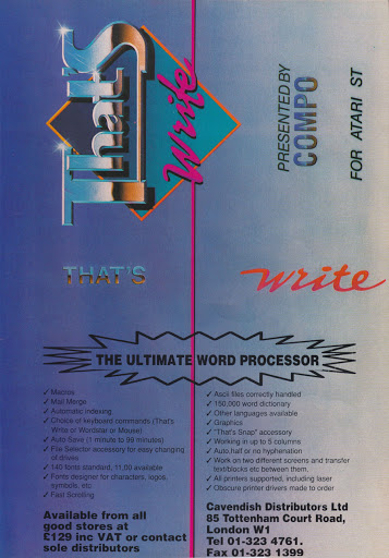 That's Write was one of the best word processors on the Atari ST and was also featured in the Business Pack.