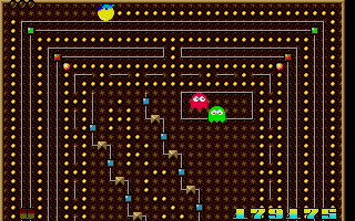 One of the colorful levels of Crapman, one of the best Pac-Man clones on the Atari ST.