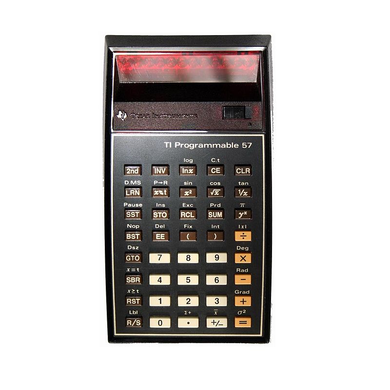 The Texas Instruments 57 Programmable Calculater. Alain encountered these for the first time at school, and he knew he wanted to become a programmer.