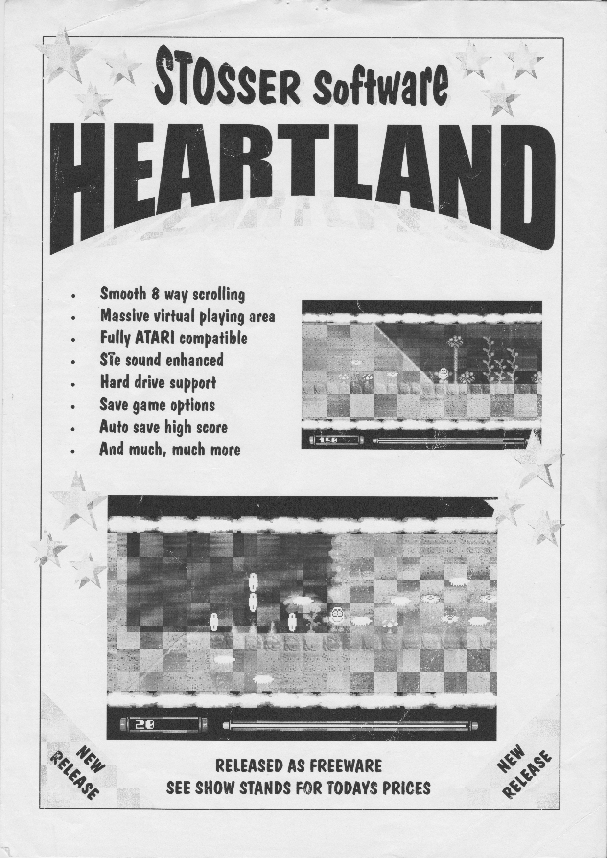 A rare advert for Tony's first platform game called Heartland.