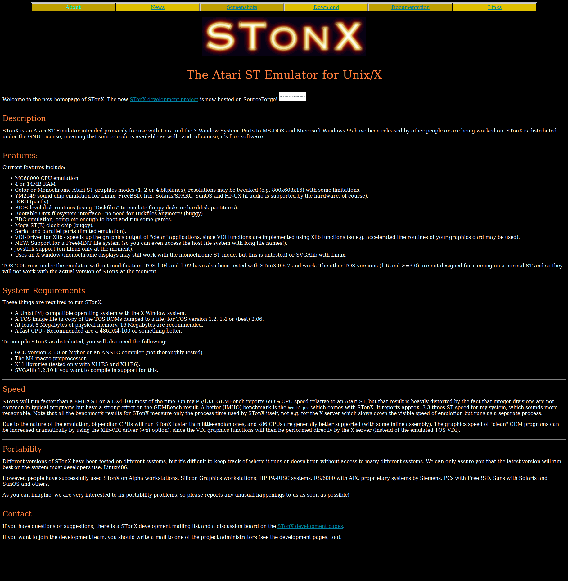 Screenshot of website STonX