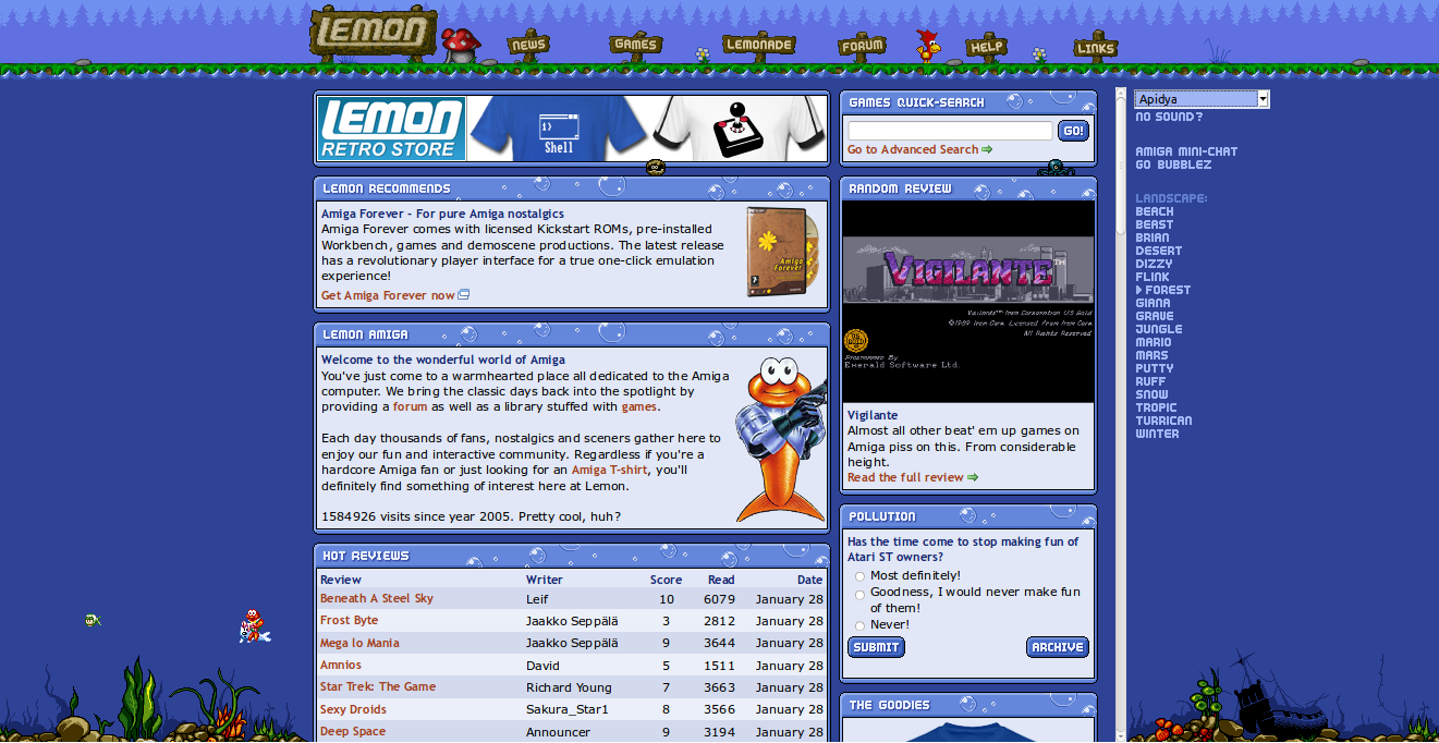 Screenshot of the website Lemon Amiga