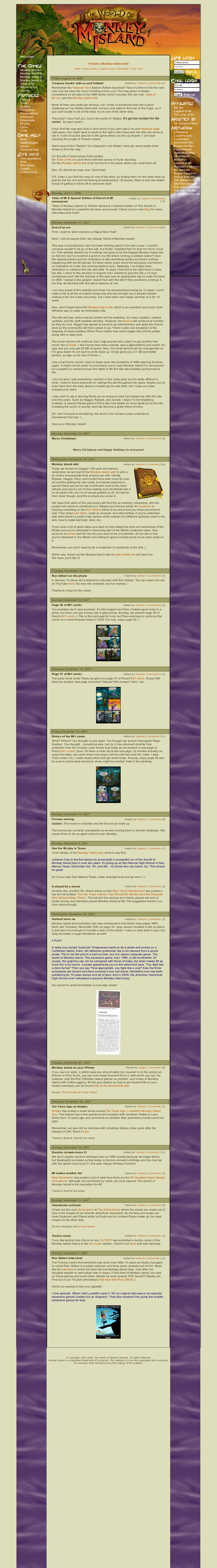 Screenshot of website The World of Monkey Island