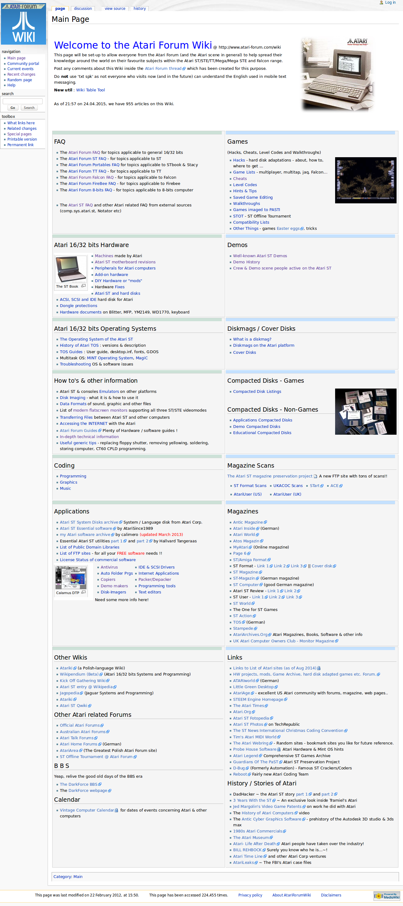 Screenshot of the website Atari Forum Wiki