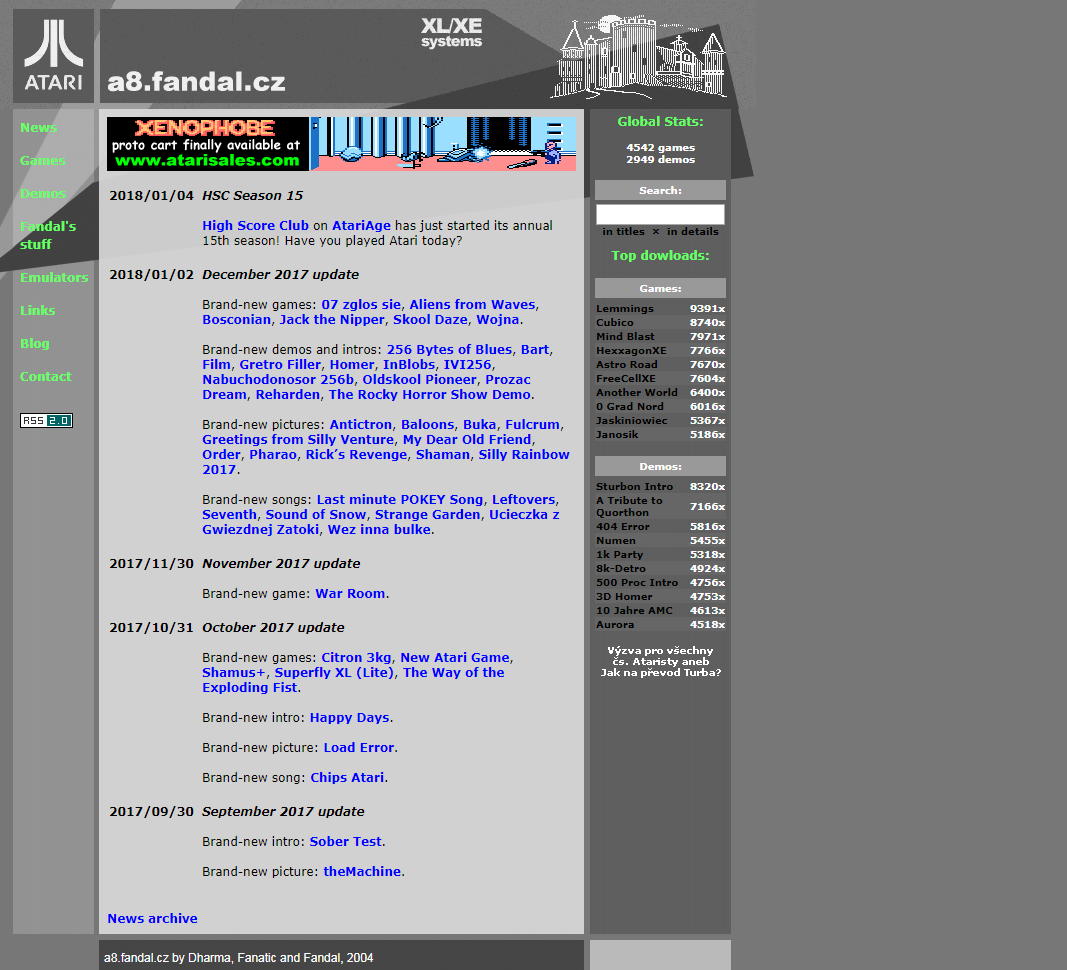 Screenshot of website Fandal