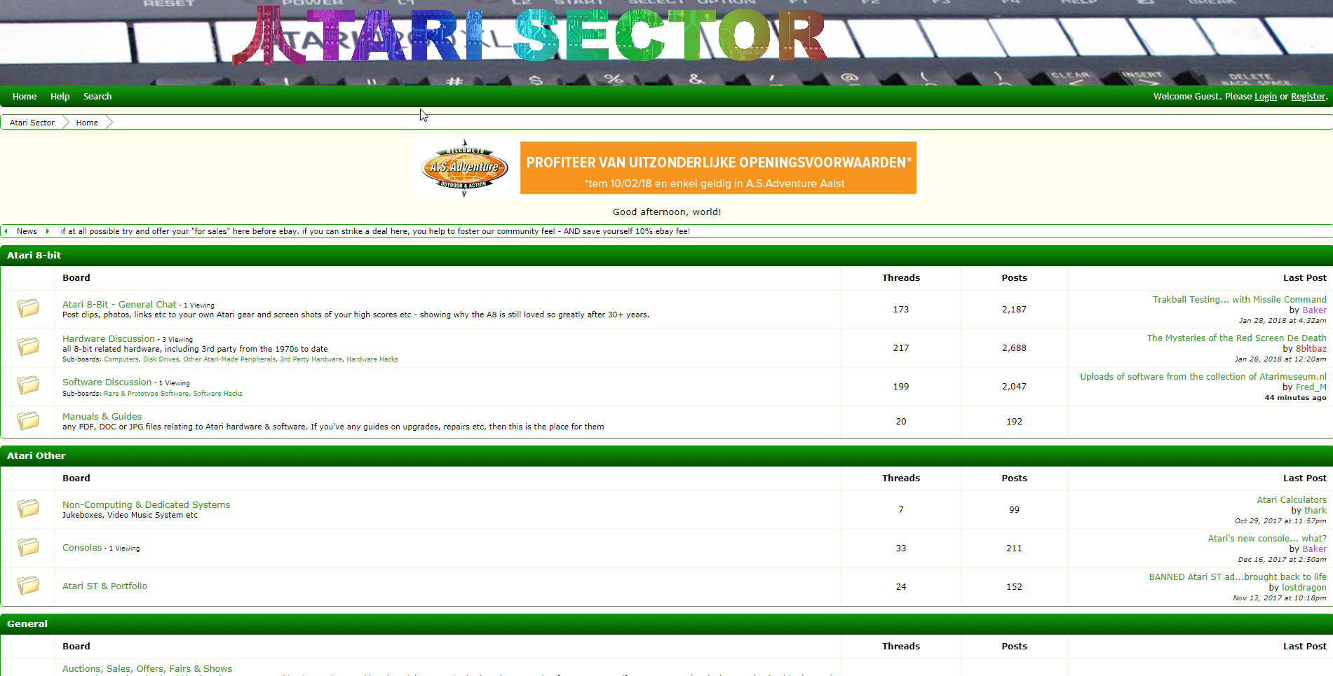 Screenshot of website Atari Sector