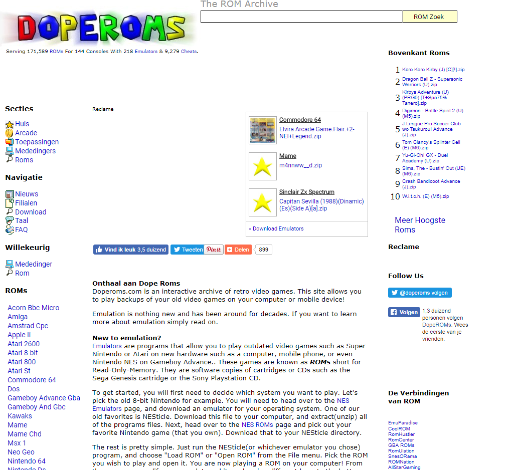 Screenshot of website Doperoms