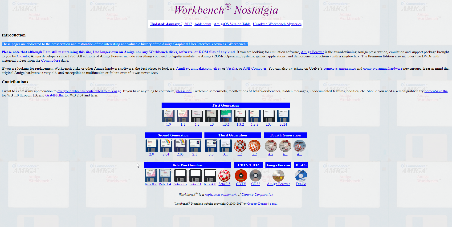Screenshot of website Workbench Nostalgia