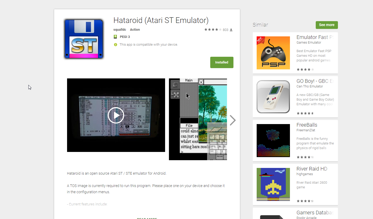 Screenshot of website Hataroid