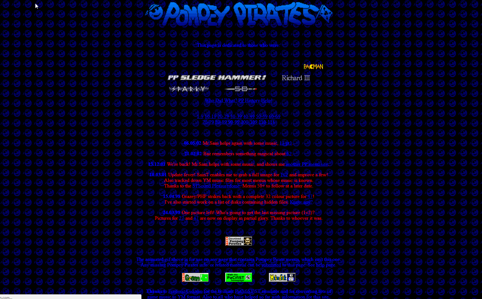 Screenshot of website Pompey Pirates