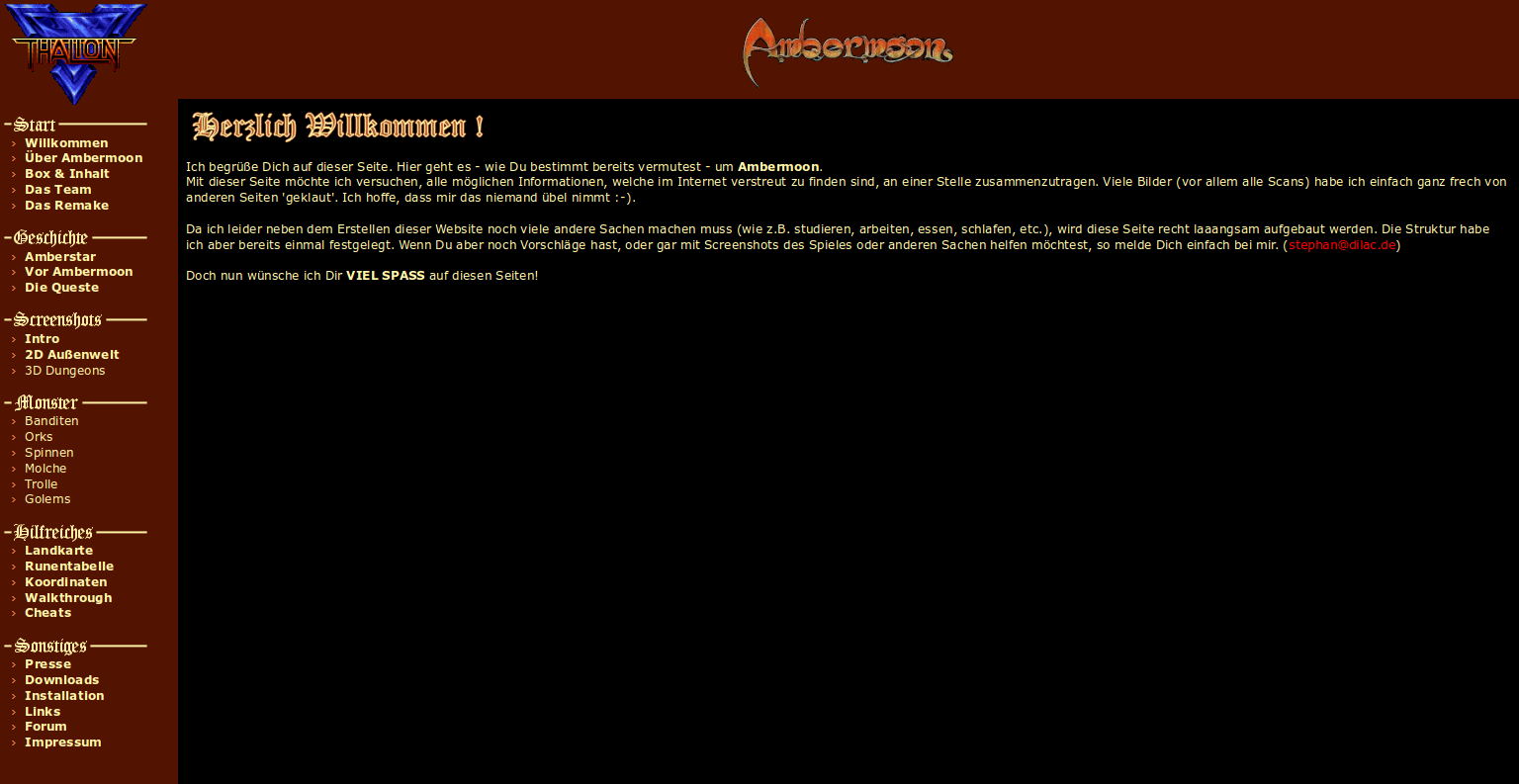 Screenshot of the website Twinlake Ambermoon fanpage